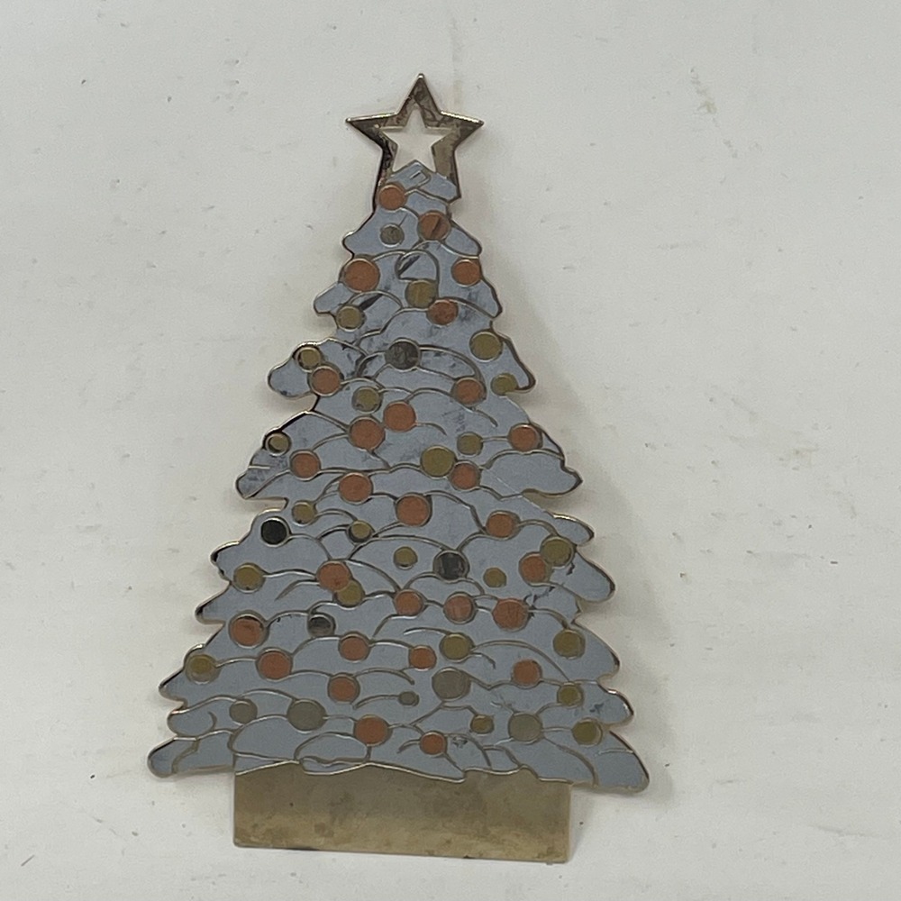 Vintage 1989 G. Duchin Silver Tone Metal Christmas Tree Ornament Made in USA